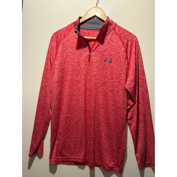 Under Armour men’s size M red 1/4 zip long sleeve shirt Heatgear - Picture 1 of 6